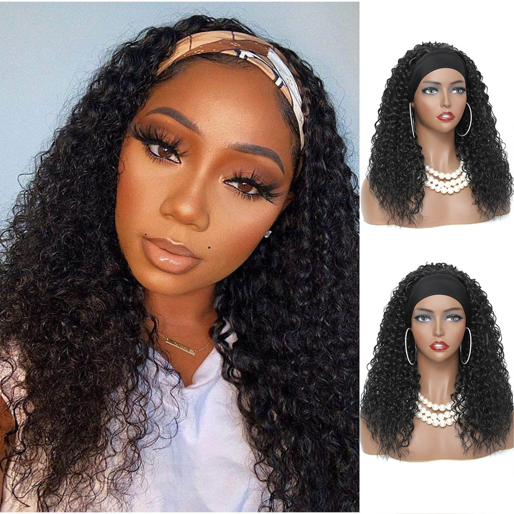 18 Inches Kinky Curly Headband Synthetic Wigs