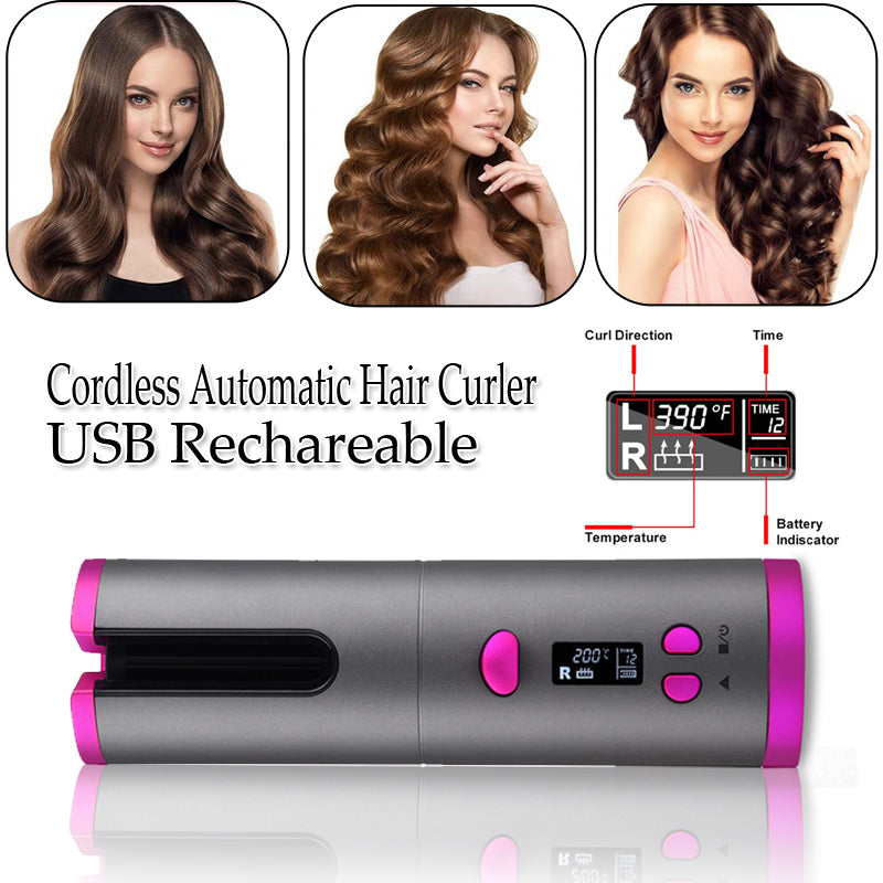 Automatic Hair Curler -Wireless Curling Iron With LED Digital Display